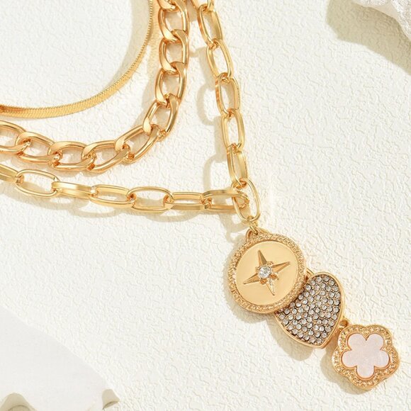 Stainless Steel Gold Layered Necklace - Picture 2 of 5